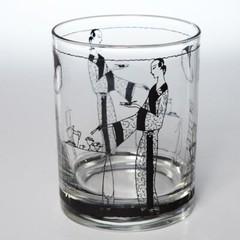 Four (4) Saks Fifth Ave. Gatsby Deco Style Tumbler Cocktail Glasses, 4.25″h