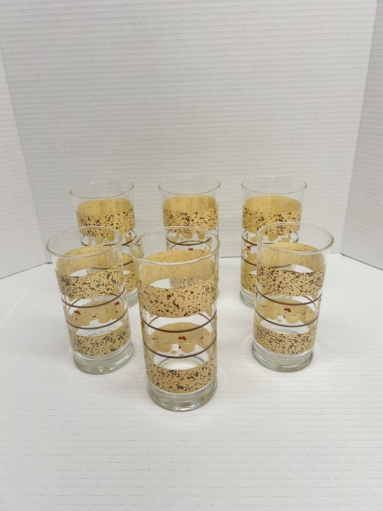 Vintage Libbey Ducks And Hens Glasses Tumblers 14 Oz And 10 Oz Set Of 6