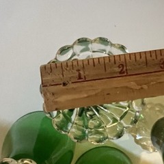 Mid Century Emerald Green Glass Goblets Clear Scalloped Foot Set of 4