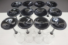 12 Luminarc Octime Black Fluted Champagne Set 8 5/8″ Octagonal Facet Arcoroc Lot