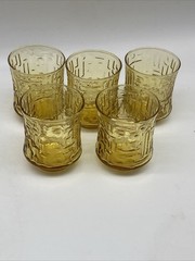 Libbey Glass ARTICA Gold Amber On-the-Rocks Tumbler 9 oz 3¼” texture Lot 5