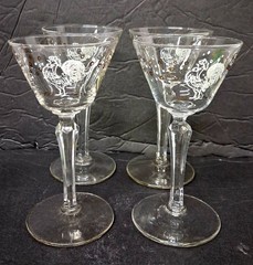 Vintage 1950’s Libbey Chanticler » Drunken Rooster » MCM Stemware Bareware