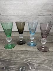 Morgantown Paneled Golf Ball Stem 2 oz Liquor Cordial Glass 4-5/8” ~Set Of 4