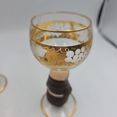 Vintage Goebel Hummel Figurine Stem 4 Wine Glasses, 14K Gold Trim, Germany