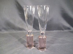 Sasaki Colonnade? Champagne Flutes Pink Base Set of 6