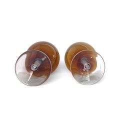Vintage Murano Style Wine Goblets Set of 2 Art Glass Air Twist Stems Amber 16 oz