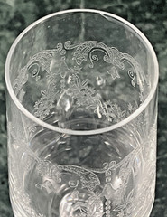 Import Associates Clear Etched Glass Cascade Champagne Flute Multifaceted Ball