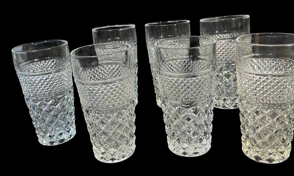 SET OF 7 WEXFORD 6 1/4″ ICE TEA TUMBLERS GLASSES ANCHOR HOCKING 16 oz RTS