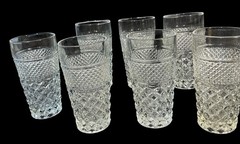 SET OF 7 WEXFORD 6 1/4″ ICE TEA TUMBLERS GLASSES ANCHOR HOCKING 16 oz RTS
