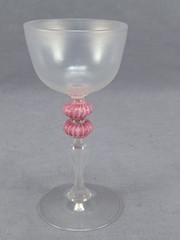 Antique Steuben Shape 3117 Verre-De-Soie Melon Knops 4 3/4 Inch Wine Glass