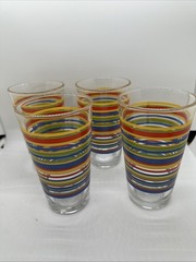 Vintage MCM Libbey Mambo Striped Fiesta 16oz Drinking Glasses – Set of 4