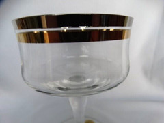 Unknown Maker UNK4693 Blown Clear Glass Platinum Gold Band Tall Champagne VGUC