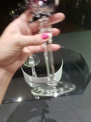 2 Wine goblets Glasses hocks, Amethyst Purple Cut to clear Crystal Lausitzer