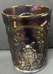 Vintage Set Of 4 Carnival Tumblers, Fenton, Imperial, Northwood, Millersburg 8oz