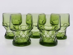 Set Of 5 Cambridge Glass Georgian Green avocado 9oz Flat Bottom Tumblers