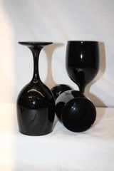 9pc Vintage BLACK AMETHYST 7″ Red & White Wine Glasses and 9″ Champagne Flutes