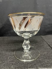 8 Stunning Vintage 1950’s MCM Libbey Frosted Footed Gold Foliage Sherbet Cups