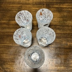 Murano Drinking Glasses Set of 5 Milliflore White with Multicolor New