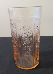Sharon Cabbage Rose Flat Thin Ice Tea Depression Glass 12 Oz Tumbler