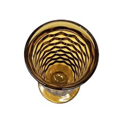 60’s Indiana Glass Co Whitehall Cubist Amber 6″ Pedestal Base Drinking Glasses
