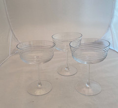 3 HAND BLOWN CRYSTAL CHAMPAGNE COUPE GLASSES Pristine condition