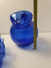 Lot Of 6 Vintage Hazel Atlas Fine Rib Cobalt Juice Glasses 3.5″ tall