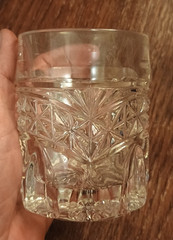 Vtg Lot 2 Heavy Cut Crystal Old Fashion Rocks Diamond cutout Star base 3.5″ set