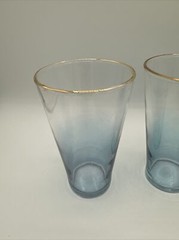 MCM Blue And Clear Vintage Glasses With Gold Rim Rare