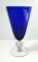 Morgantown Glass Co. Ritz Blue Golf Ball Ice Tea Goblet Pressed Glass 6.75″