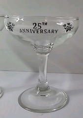 VTG 25th Wedding Anniversary Coupe Champagne Glasses -SET OF 2
