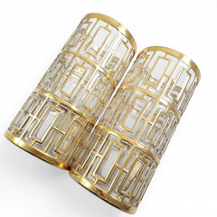Vintage Imperial SHOJI Trellis 5 Tumbler Glasses 22K Gold Cocktail MCM AS IS
