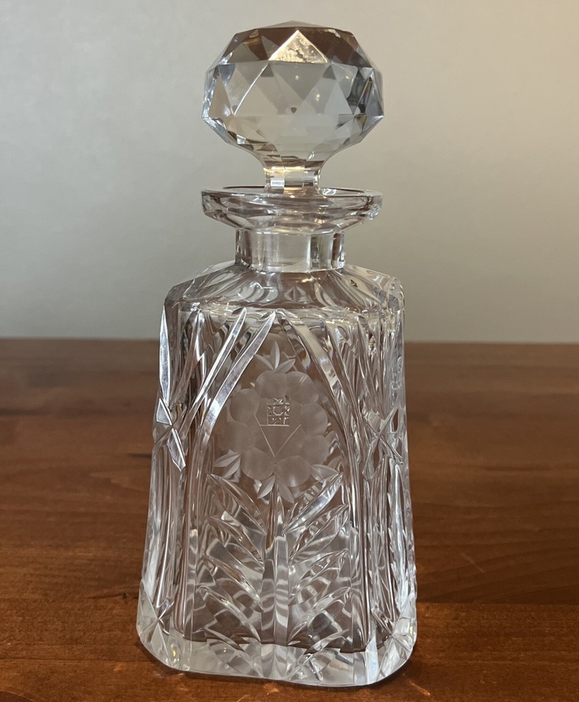 Gorgeous MCM Graduated Square Deep Cut Crystal Decanter & Stopper 9.5” Heavy