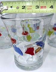 Set of 5 Hand Blown Art Studio Glass 5″ Tall Tumblers w/Vibrant Color Chunks EUC