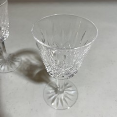 Waterford Crystal Lismore Claret Wine Goblets Glasses Stems Vintage Pair 5 7/8″