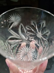 (1) Tumbler 3-3/4″ American Brilliant Period cut glass crystal flashy thistle?