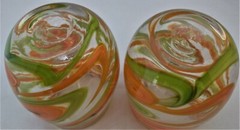 Groovy Retro Orange Green Hand Blown Short Glasses (D19A)
