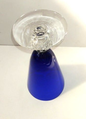 Morgantown Glass Co. Ritz Blue Golf Ball Ice Tea Goblet Pressed Glass 6.75″