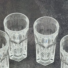 6 Vintage Crystal Shot Glasses Paneled Design 3.25″ Tall Weighted Bottom