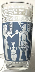 Vintage Thai Goddess/Egyptian Motif Tumbler Glasses 3pc. Set