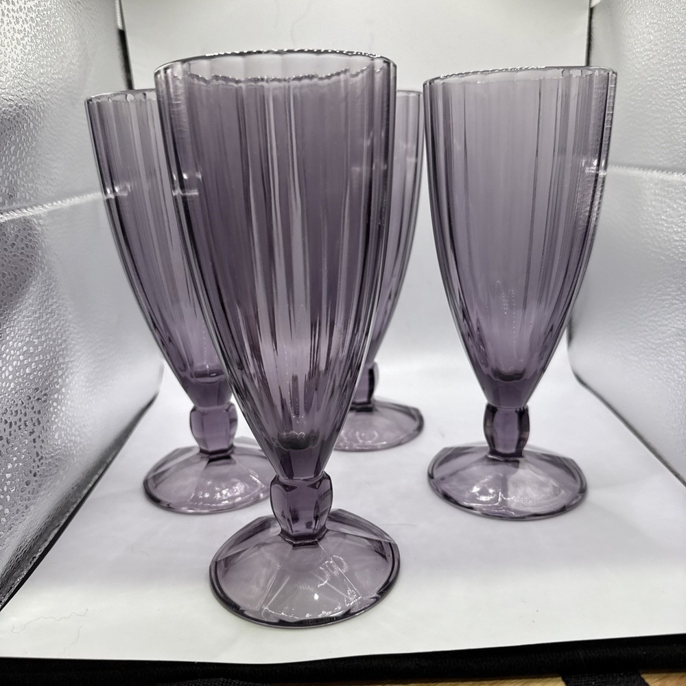 Crystal D’Arques-Durand Amethyst Tall Footed Tumblers.