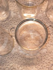 Vintage Set of 10 Federal Glass Company Tumblers and Rock Glasses, Gold Tr 1950s