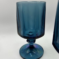 Indiana Glass Colony Nouveau Riviera Blue Goblets Set of 3