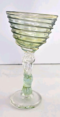 Vintage Peter Bramhall Paedra Hand Blown Art Glass Goblet Signed Dated Green