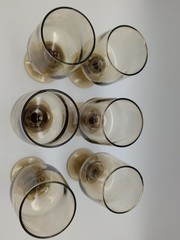 6 Libbey Tawny Accent Wine Glass Set Vintage Smoke Brown Retro Bar Stemware Lot