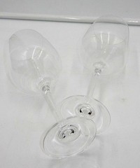 SET OF 2 OLEG CASSINI CRYSTAL LONG STEM WINE GLASSES ~ SIGNED