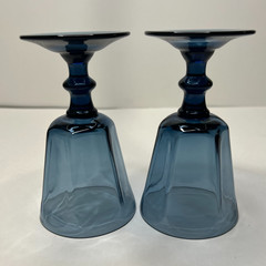 Set of 2 Lenox Antique Dark Blue 5” Wine Glasses