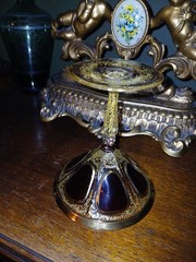 Antique Moser Bohemian Crystal Claret Wine Goblet Gold Gilt Filigree