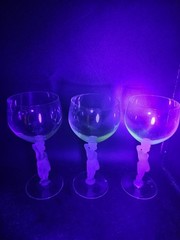 Set of 3 Bayel Crystal Bacchante Wine Glasses 7.25″ Nude Man Woman Frosted