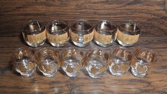 Set of 11 Culver MCM Florentine Gold Fruit Roly Poly Doubles Rocks Glasses