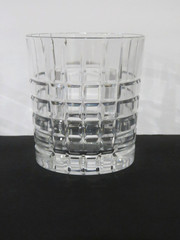 Tiffany & Co. Plaid Crystal Double Old Fashioned Glass 3 5/8″